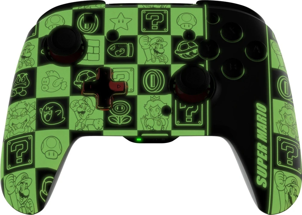 PDP REMATCH GLOW Belaidis valdiklis skirtas Nintendo Switch | Super Mario Icon | Juoda/Raudona