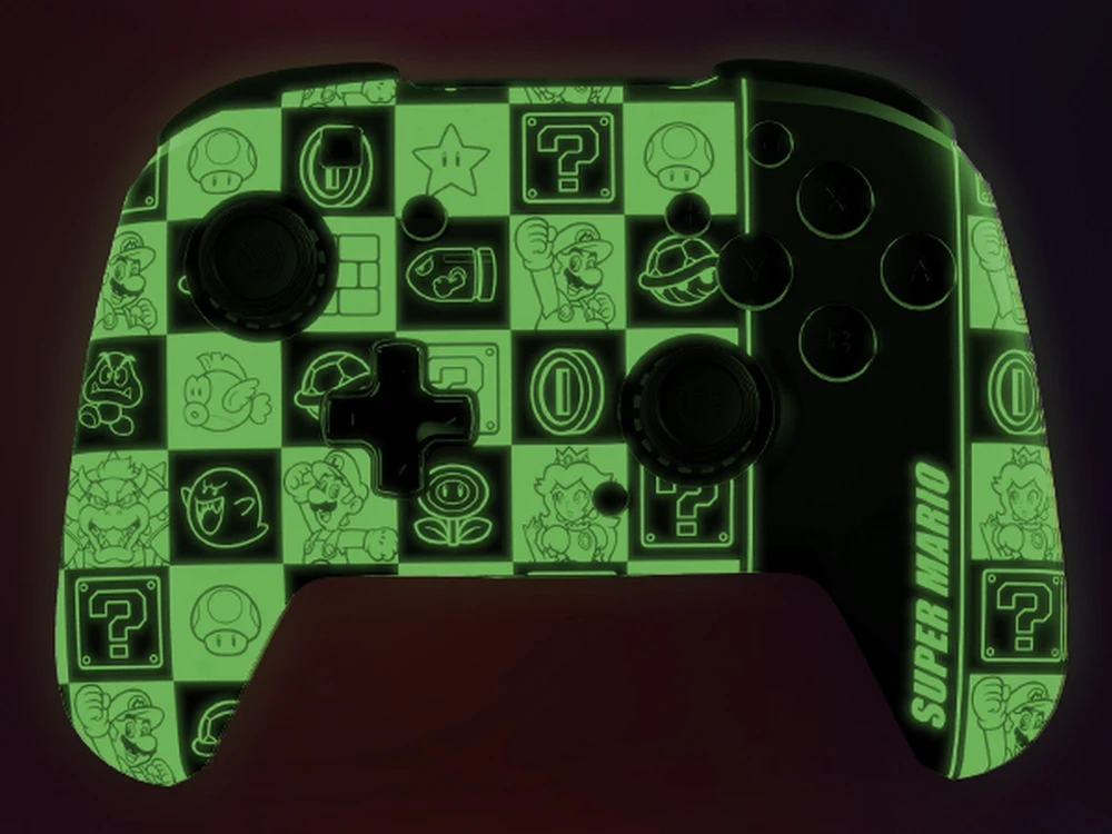 PDP REMATCH GLOW Belaidis valdiklis skirtas Nintendo Switch | Super Mario Icon | Juoda/Raudona