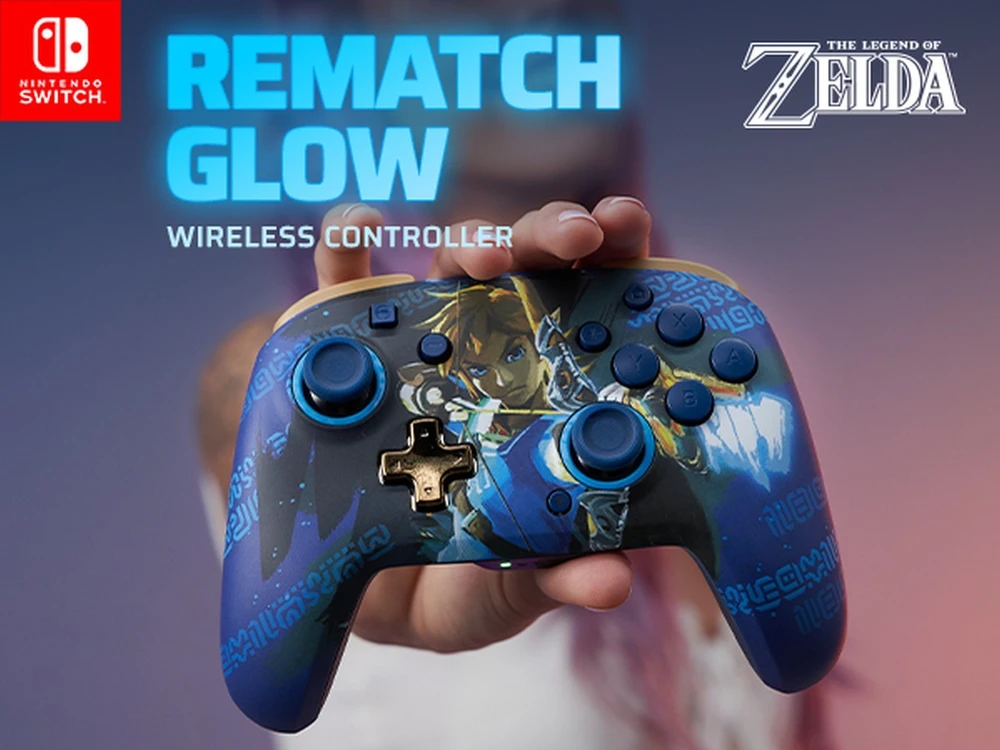 PDP Rematch Enhanced Belaidis valdiklis skirtas Nintendo Switch - Link Hero (Švytintis tamsoje)