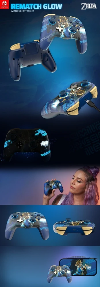 PDP Rematch Enhanced Belaidis valdiklis skirtas Nintendo Switch - Link Hero (Švytintis tamsoje)