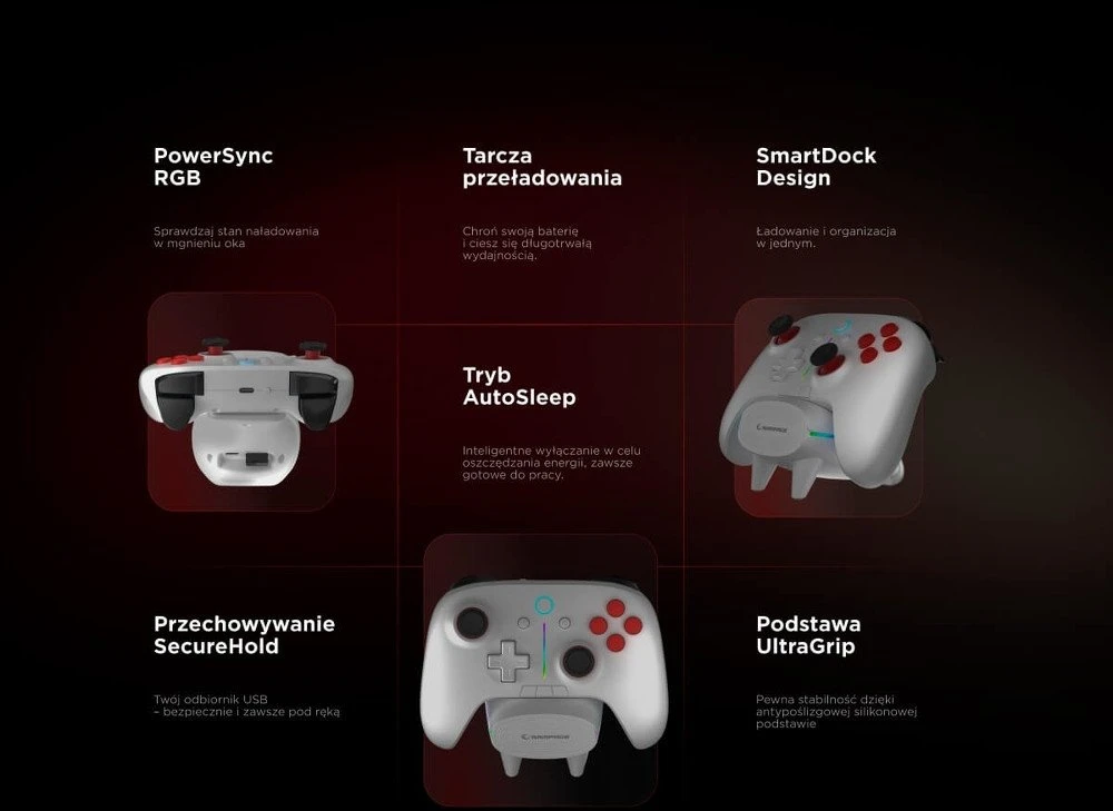„Rampage Hydra Pro Pad“ kilimėlis RGB 2.4G, magnetiniai paleidikliai su Balta įkrovimo stotele