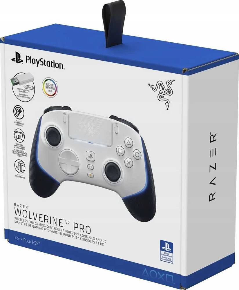 Razer Wolverine V2 Pro Žaidimų pultas laidinis/belaidis, PC, PlayStation 5, Balta/Juoda
