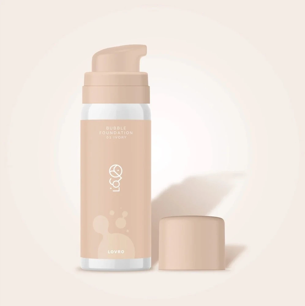 Lovro Burbulinis makiažo pagrindas su aeruota, skaistinančia formule „01 Ivory“ 50 ml