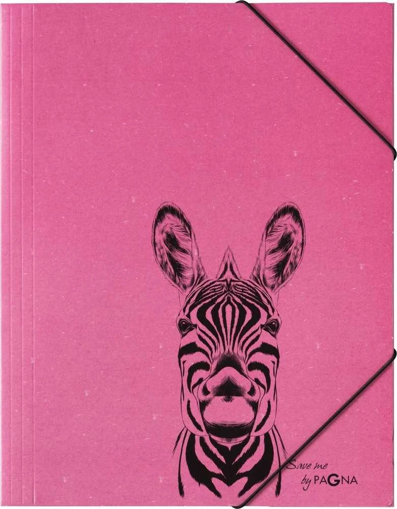 Aplankas dokumentams, sąsiuviniams PAGNA Zebra, A4, su gumele, rožinis