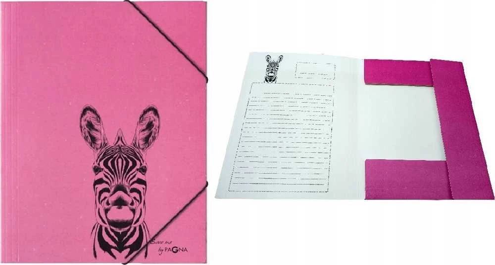 Aplankas dokumentams, sąsiuviniams PAGNA Zebra, A4, su gumele, rožinis