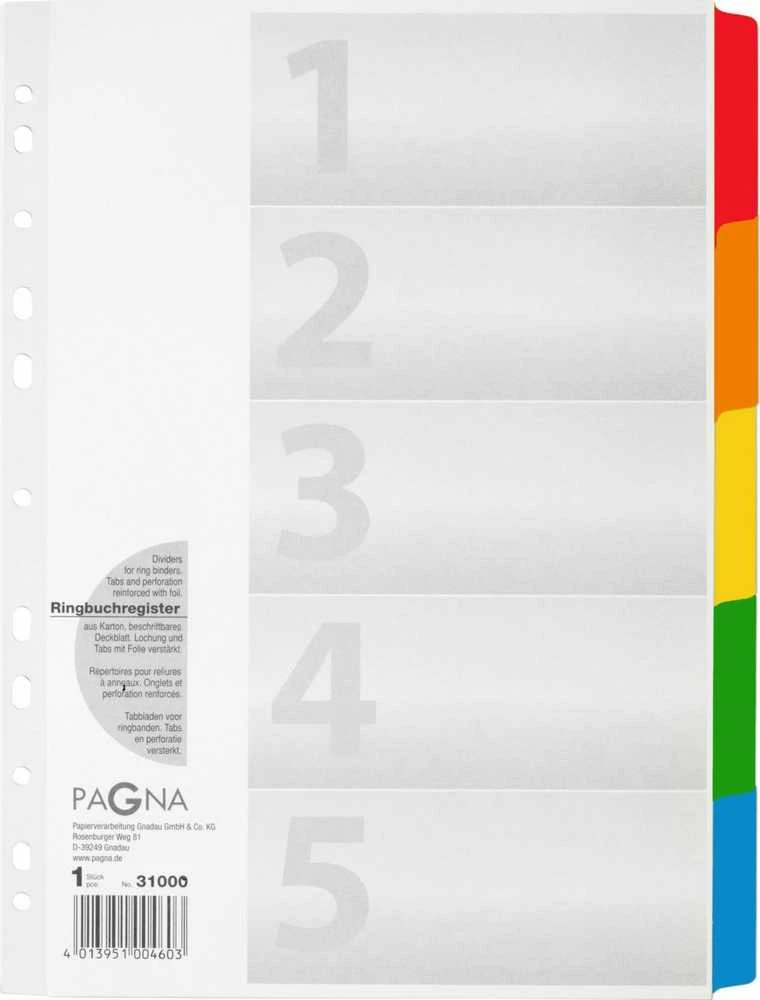 Pagna Indeksavimo įdėklas A4 5tlg. Tabe 5-farbig baltas