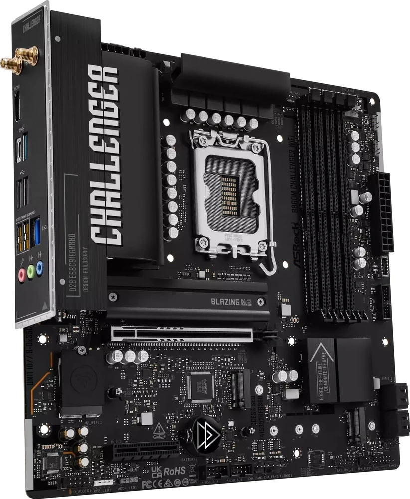 „Asrock B860M Challenger WiFi Intel B860 LGA 1851“ (V1 lizdas) „micro ATX“ pagrindinė plokštė