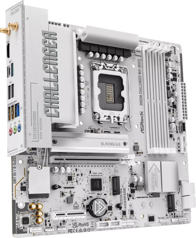 Pagrindinė plokštė ASRock B860M Challenger WiFi Baltas 1851 mATX HDMI/DP DDR5