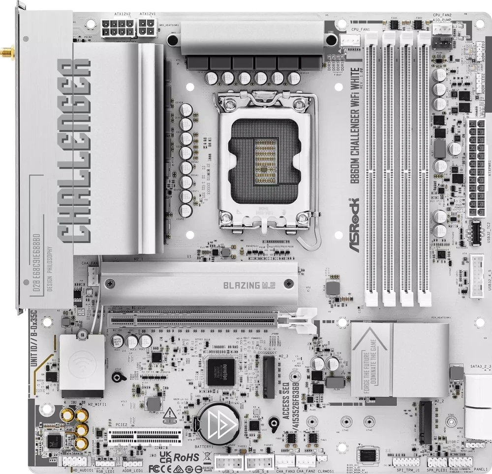 Pagrindinė plokštė ASRock B860M Challenger WiFi Baltas 1851 mATX HDMI/DP DDR5