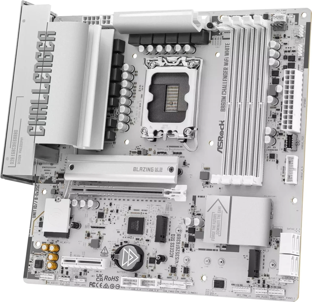 Pagrindinė plokštė ASRock B860M Challenger WiFi Baltas 1851 mATX HDMI/DP DDR5