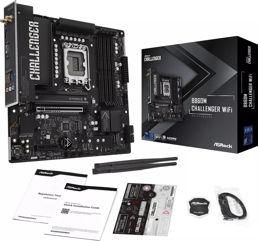 „Asrock B860M Challenger WiFi Intel B860 LGA 1851“ (V1 lizdas) „micro ATX“ pagrindinė plokštė
