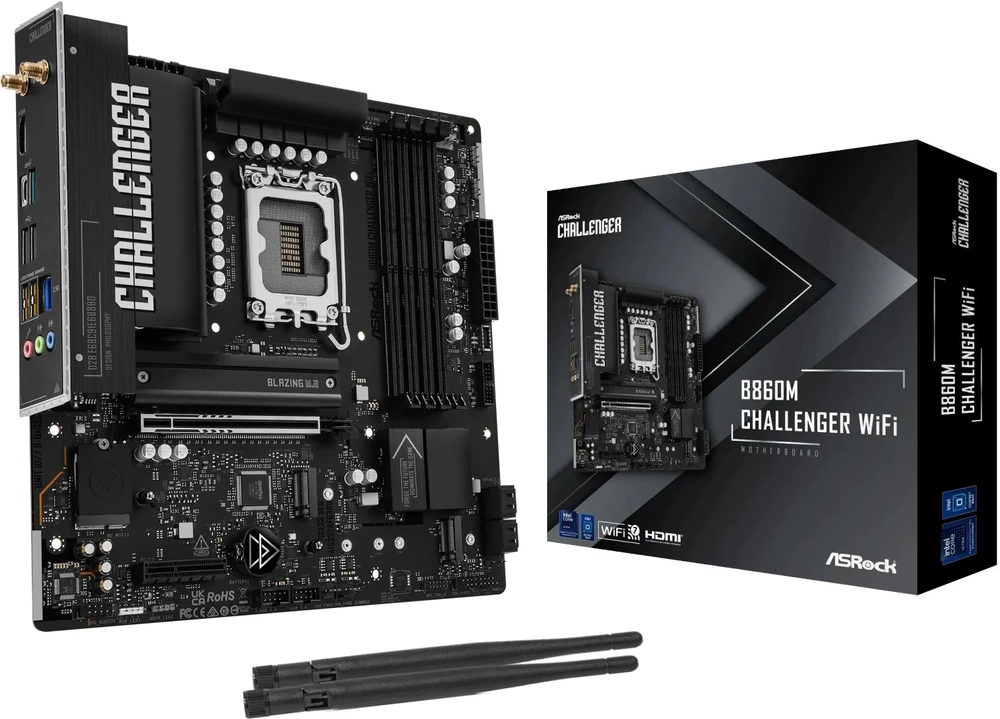 „Asrock B860M Challenger WiFi Intel B860 LGA 1851“ (V1 lizdas) „micro ATX“ pagrindinė plokštė