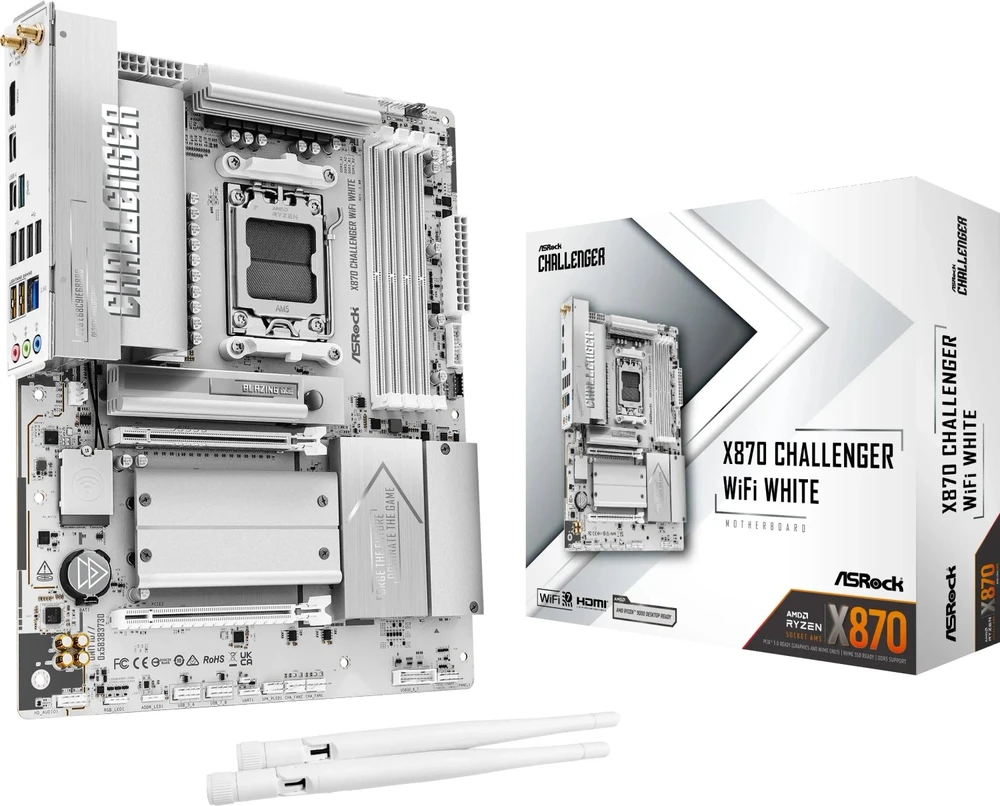 Pagrindinė plokštė ASRock X870 Challenger WiFi Baltas AM5 ATX HDMI/USB-C