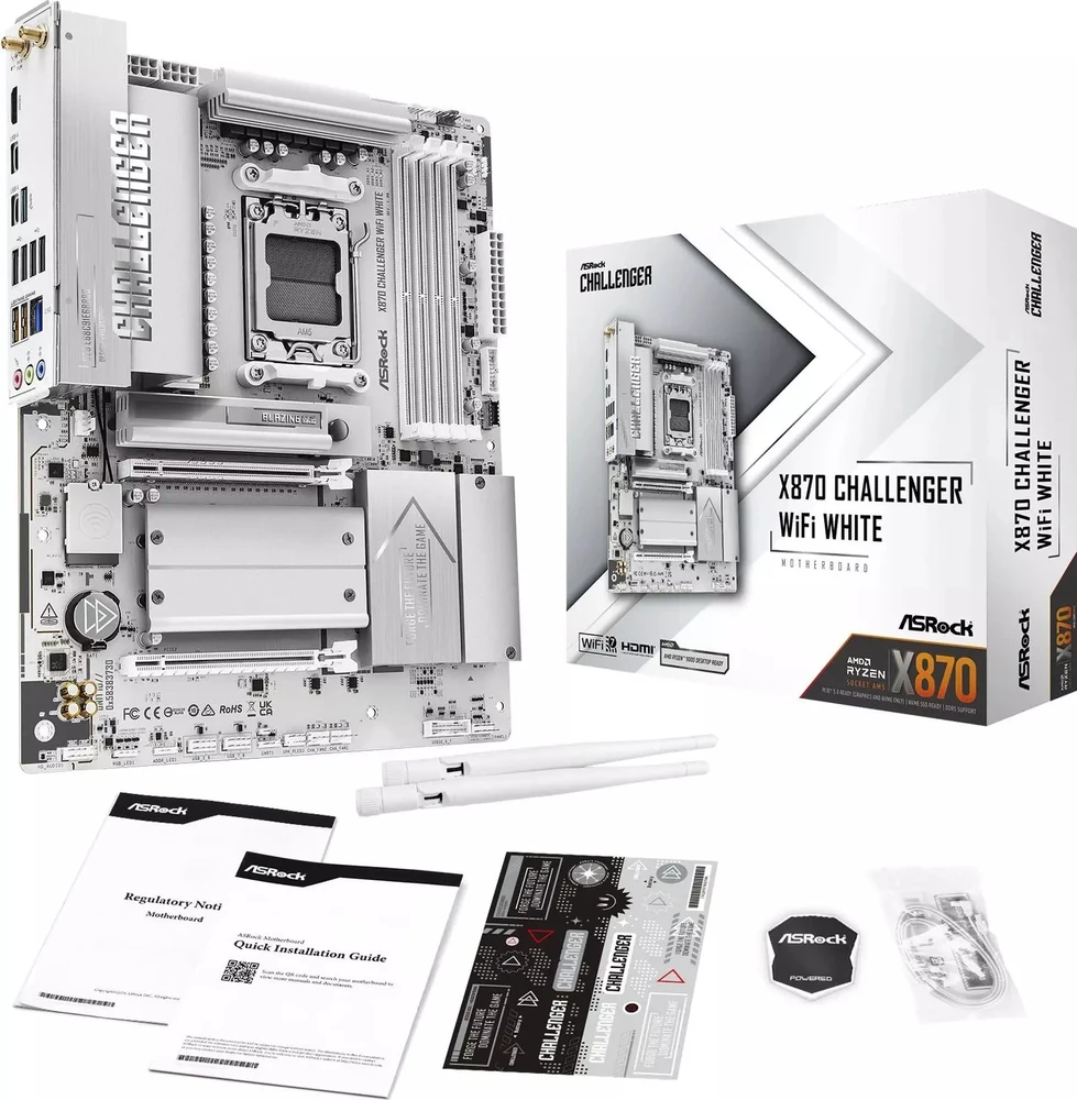 Pagrindinė plokštė ASRock X870 Challenger WiFi Baltas AM5 ATX HDMI/USB-C