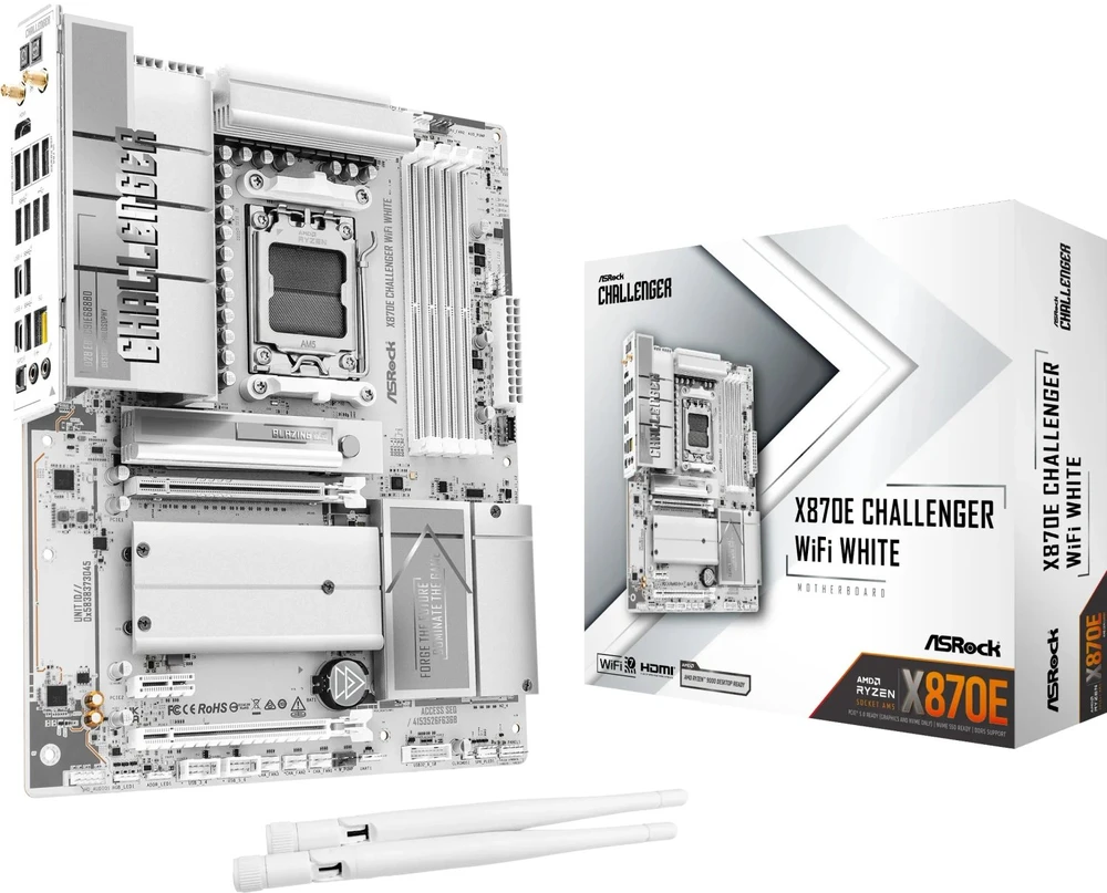 Pagrindinė plokštė ASRock X870E Challenger WiFi Baltas AM5 ATX HDMI/USB-C D