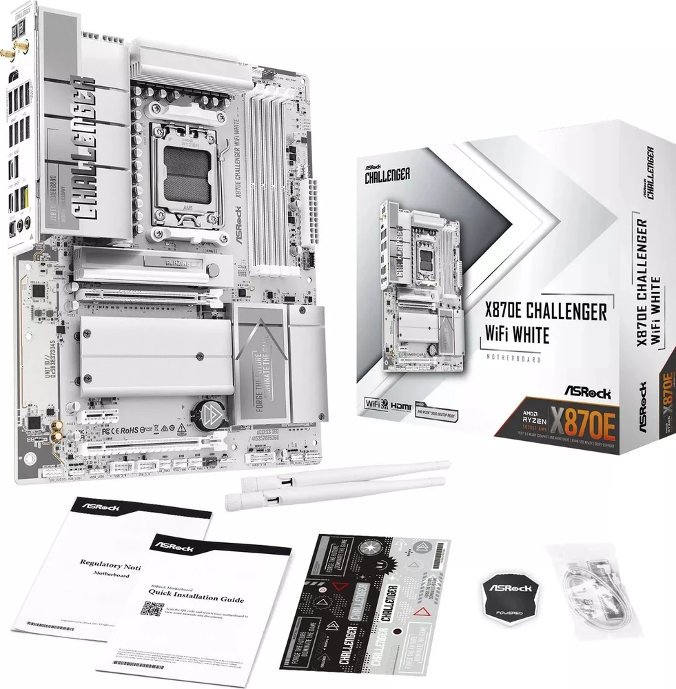 Pagrindinė plokštė ASRock X870E Challenger WiFi Baltas AM5 ATX HDMI/USB-C D