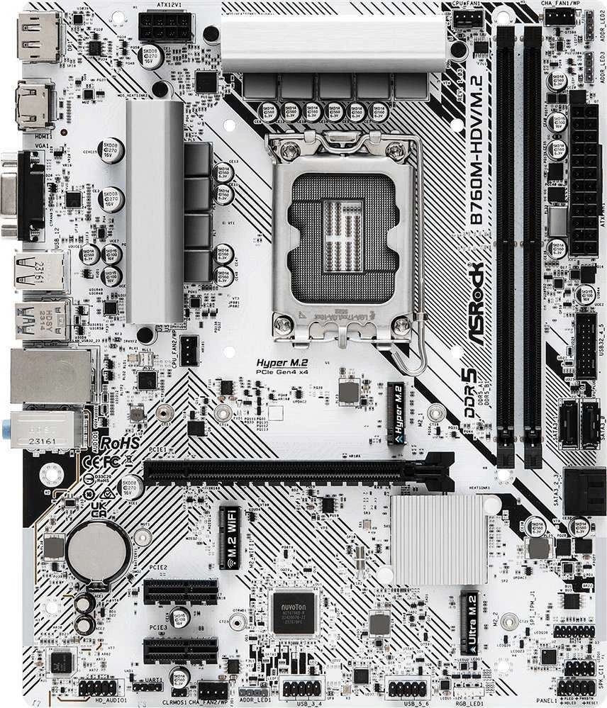ASROCK B760M-HDV/M.2 mATX LGA1700 2xDDR5 1xPCIe 4.0 x16 LAN 1Gb/s