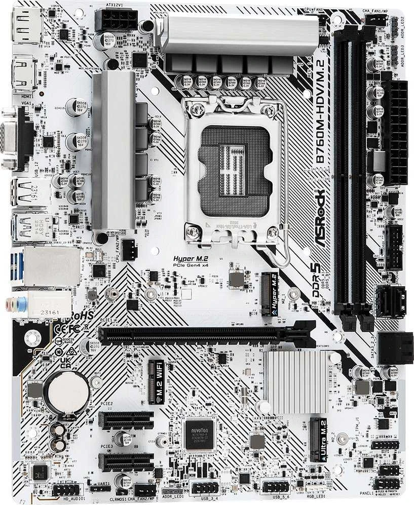 ASROCK B760M-HDV/M.2 mATX LGA1700 2xDDR5 1xPCIe 4.0 x16 LAN 1Gb/s