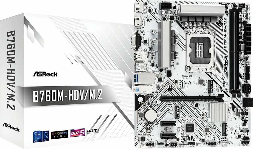 ASROCK B760M-HDV/M.2 mATX LGA1700 2xDDR5 1xPCIe 4.0 x16 LAN 1Gb/s