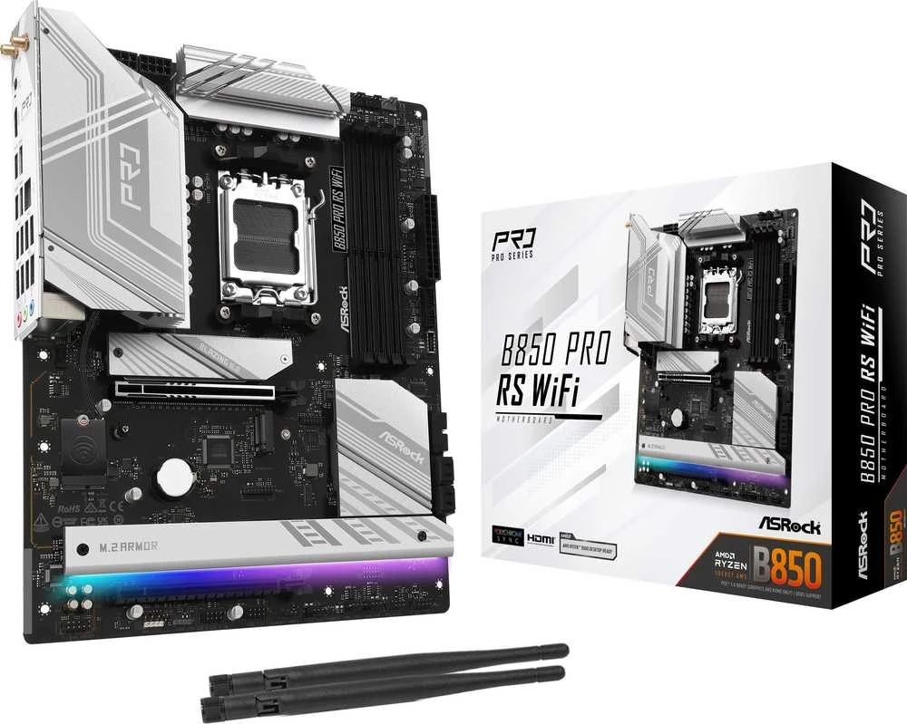 Pagrindinė plokštė ASRock B850 Pro RS WiFi AMD B850 Lizdas AM5 ATX