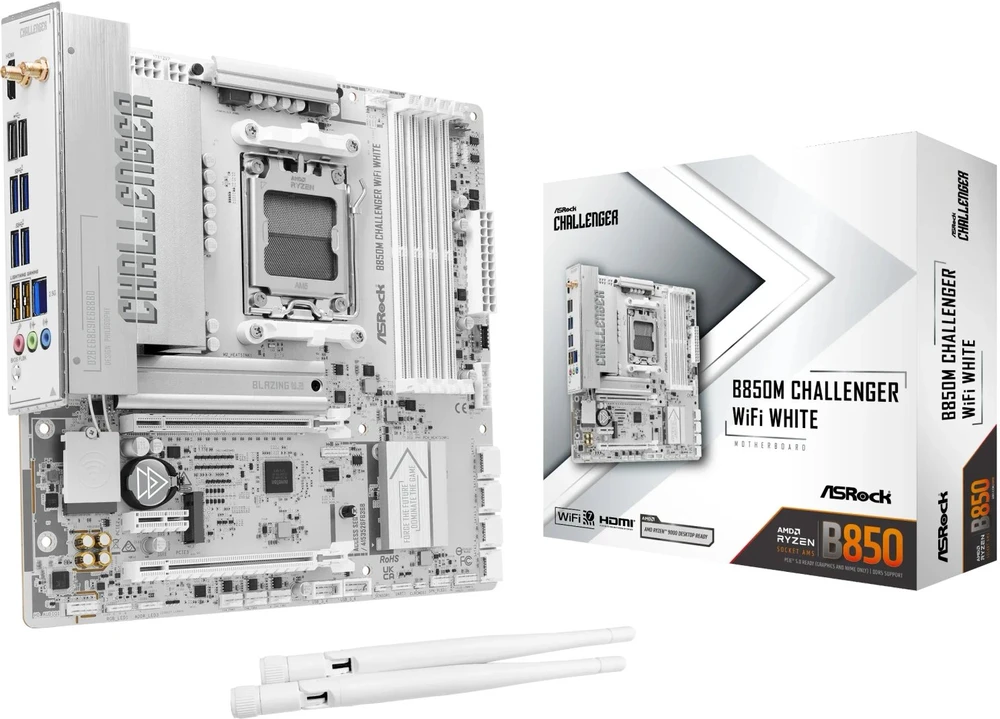 Pagrindinė plokštė ASRock B850M Challenger WiFi Baltas AM5 mATX HDMI/DP DDR5