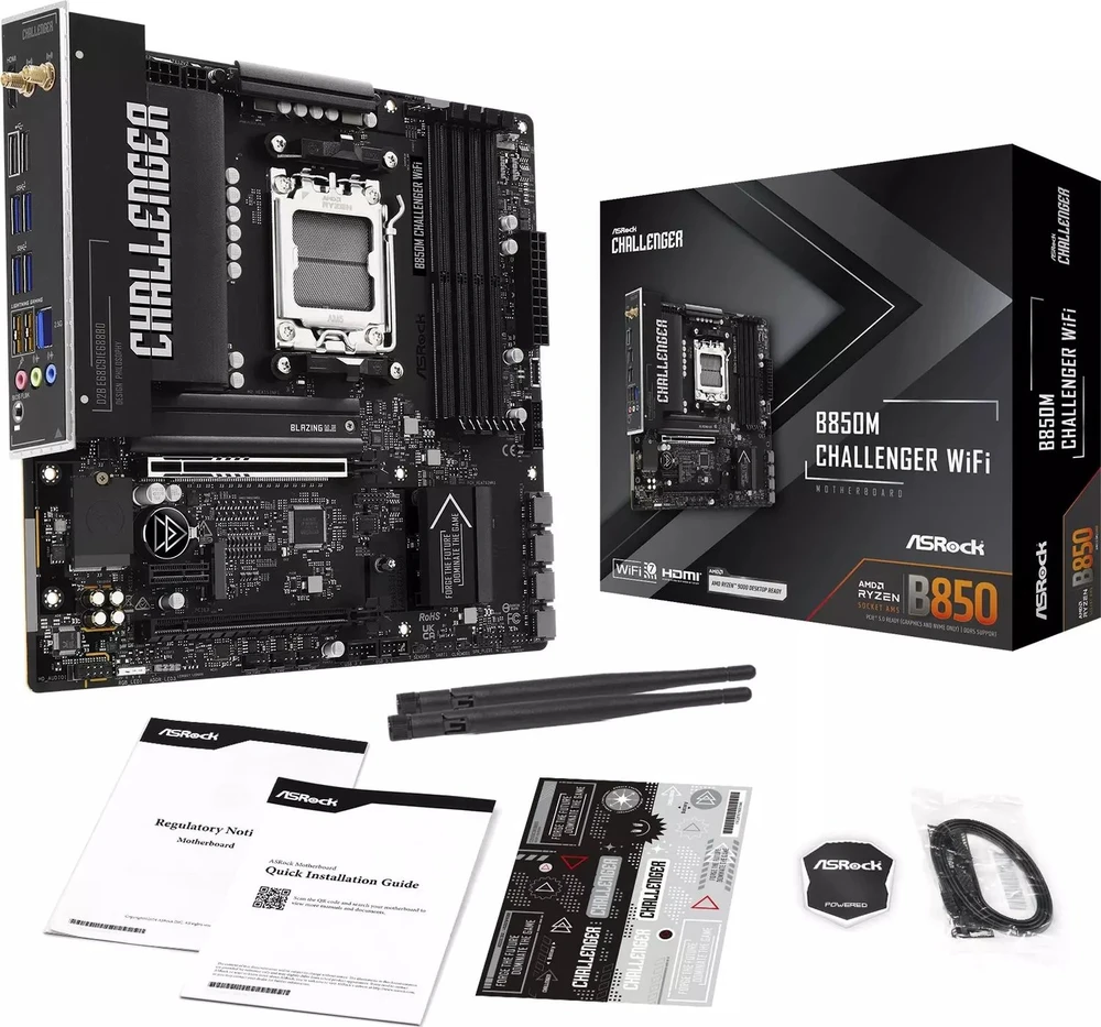 Pagrindinė plokštė ASROCK B850M Challenger WiFi DDR5 AM5 90-MXBU40-A0UAYZ mažmeninė prekyba