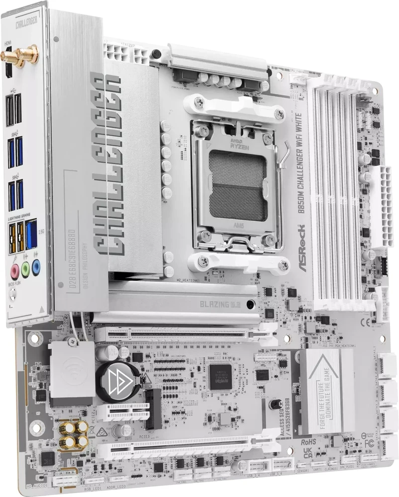 Pagrindinė plokštė ASRock B850M Challenger WiFi Baltas AM5 mATX HDMI/DP DDR5