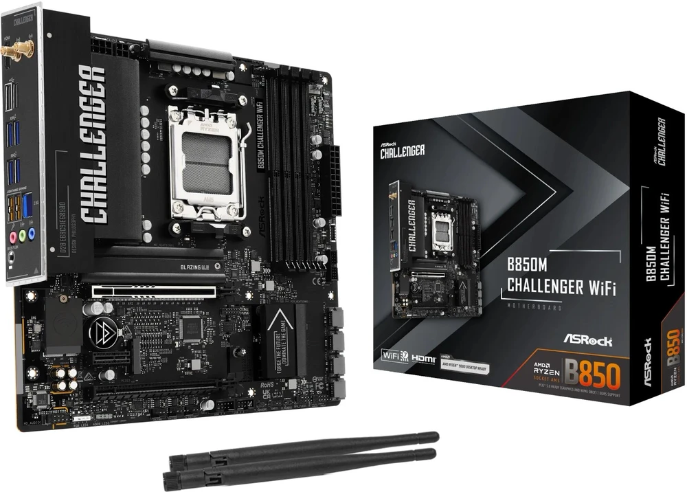 Pagrindinė plokštė ASROCK B850M Challenger WiFi DDR5 AM5 90-MXBU40-A0UAYZ mažmeninė prekyba