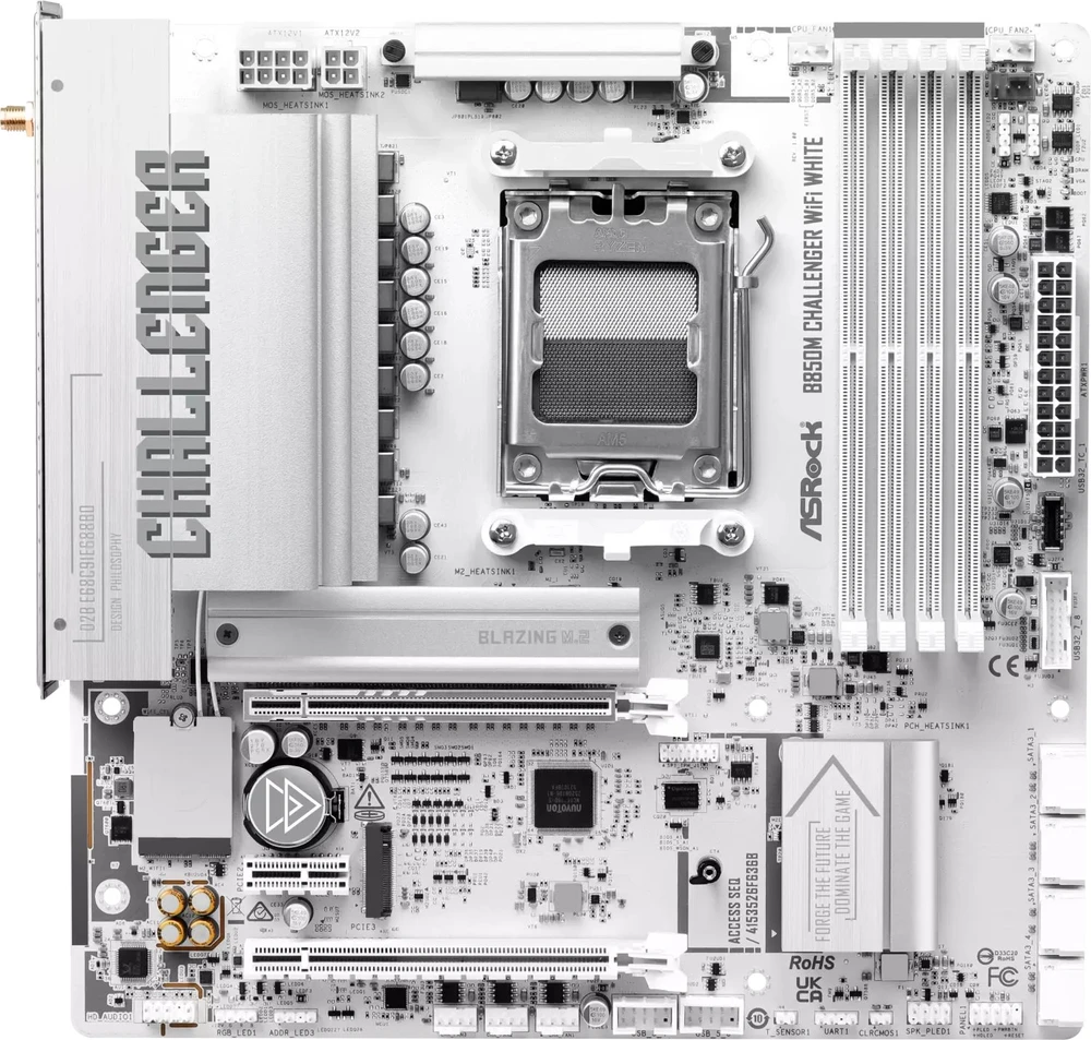 Pagrindinė plokštė ASRock B850M Challenger WiFi Baltas AM5 mATX HDMI/DP DDR5