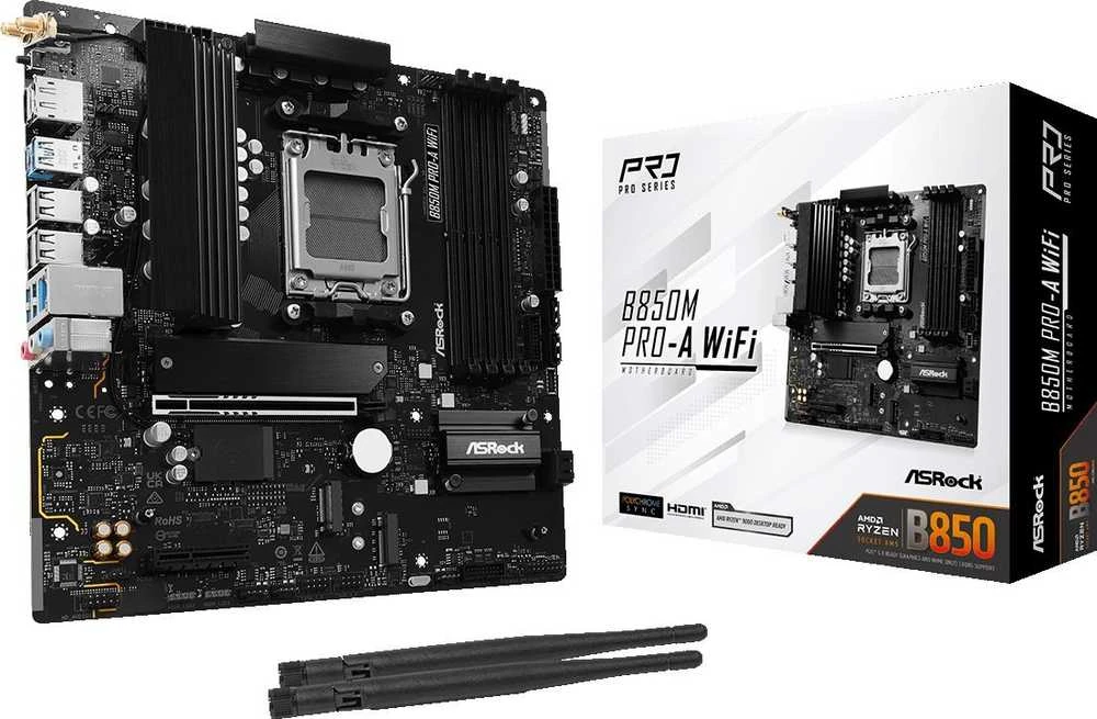 ASRock B850M Pro-A WiFi AMD B850 Socket AM5 micro ATX pagrindinė plokštė