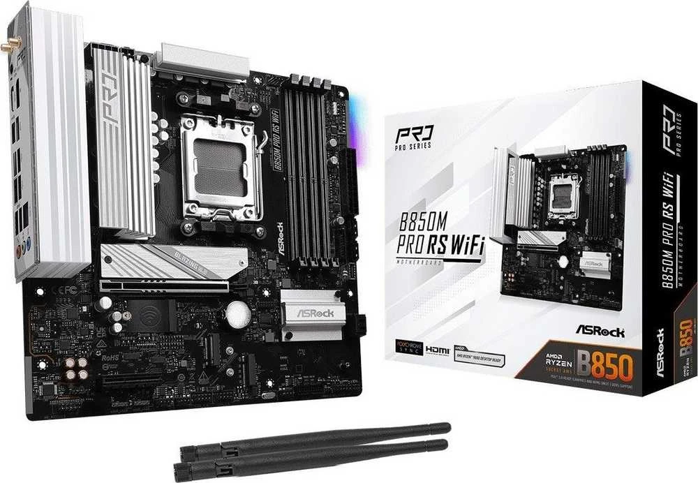 Pagrindinė plokštė ASRock B850M Pro RS WiFi AMD B850 Lizdas AM5 micro ATX