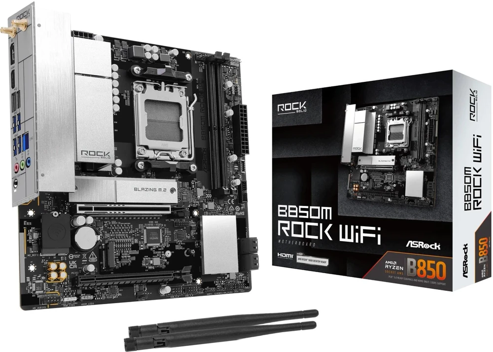 Pagrindinė plokštė ASRock MB Sc AM5 B850M ROCK WIFI, AMD B850, 4xDDR5, 1xDP, 1xHDMI, WiFi, mATX