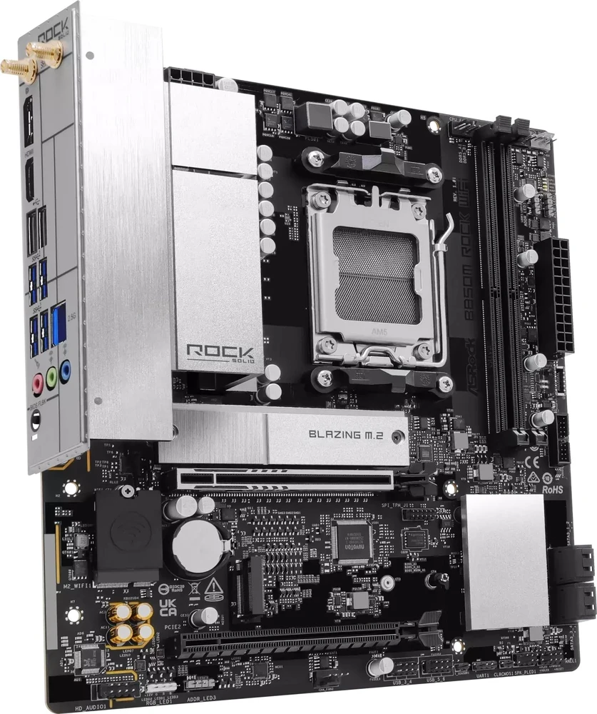 Pagrindinė plokštė ASRock MB Sc AM5 B850M ROCK WIFI, AMD B850, 4xDDR5, 1xDP, 1xHDMI, WiFi, mATX