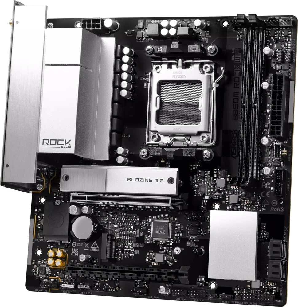 Pagrindinė plokštė ASRock MB Sc AM5 B850M ROCK WIFI, AMD B850, 4xDDR5, 1xDP, 1xHDMI, WiFi, mATX