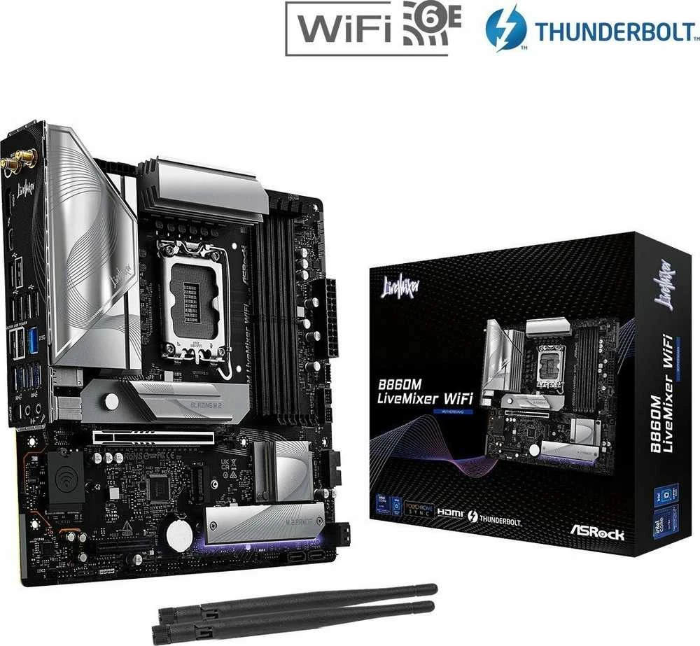 Pagrindinė plokštė Asrock B860M LiveMixer WiFi Intel B860 LGA 1851 (Socket V1) micro ATX
