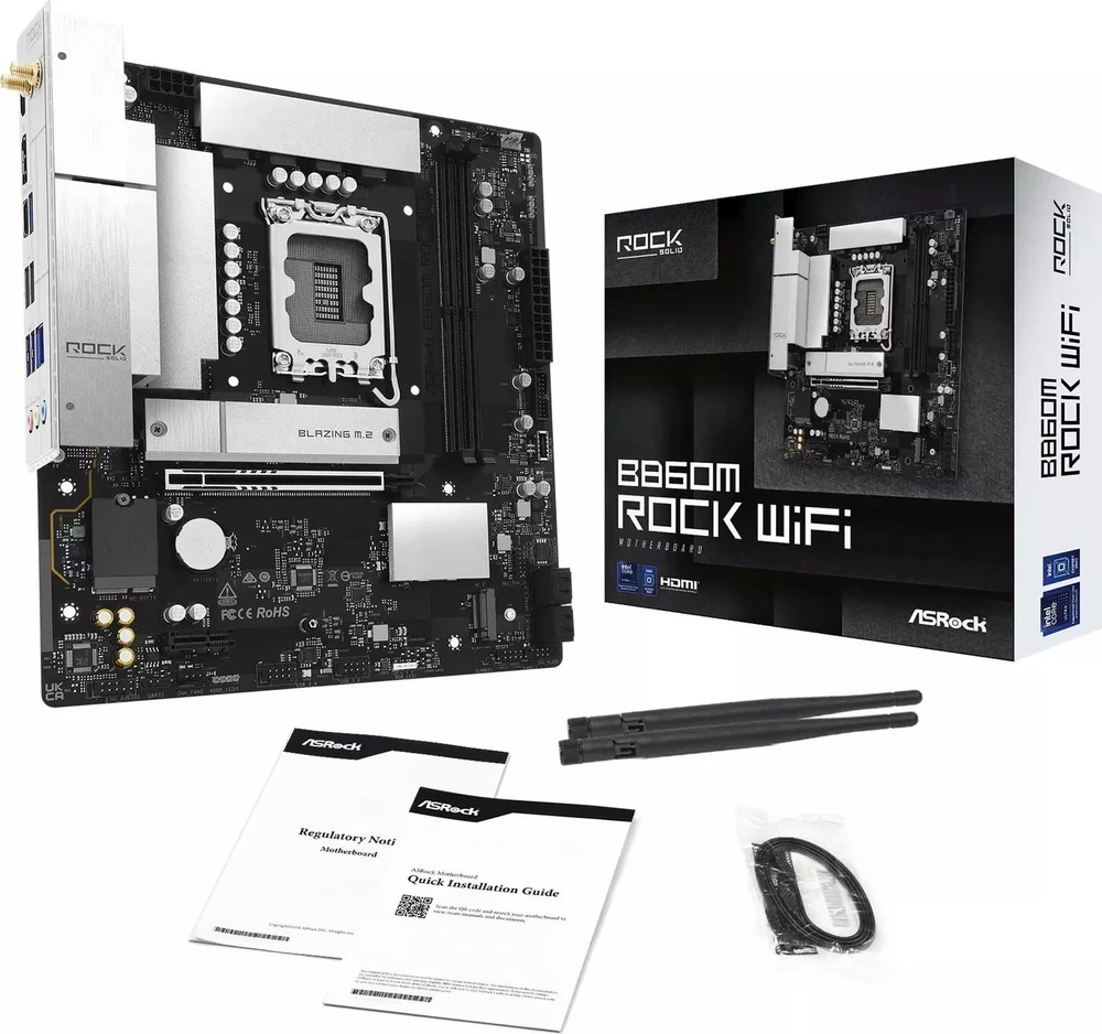 Asrock B860M Rock WiFi Intel B860 LGA 1851 (Socket V1) micro ATX pagrindinė plokštė