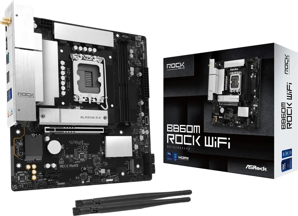 Asrock B860M Rock WiFi Intel B860 LGA 1851 (Socket V1) micro ATX pagrindinė plokštė