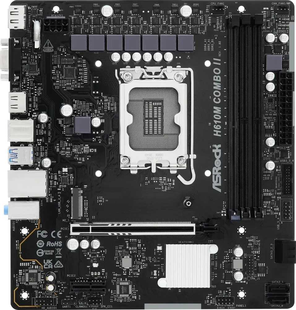 Pagrindinė plokštė ASRock H610M Combo II 1700 mATX HDMI/DP/D-Sub DD