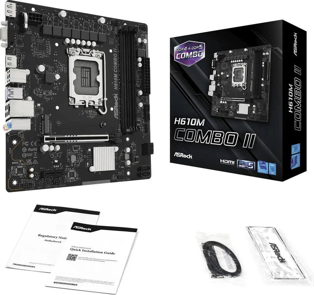 Pagrindinė plokštė ASRock H610M Combo II 1700 mATX HDMI/DP/D-Sub DD