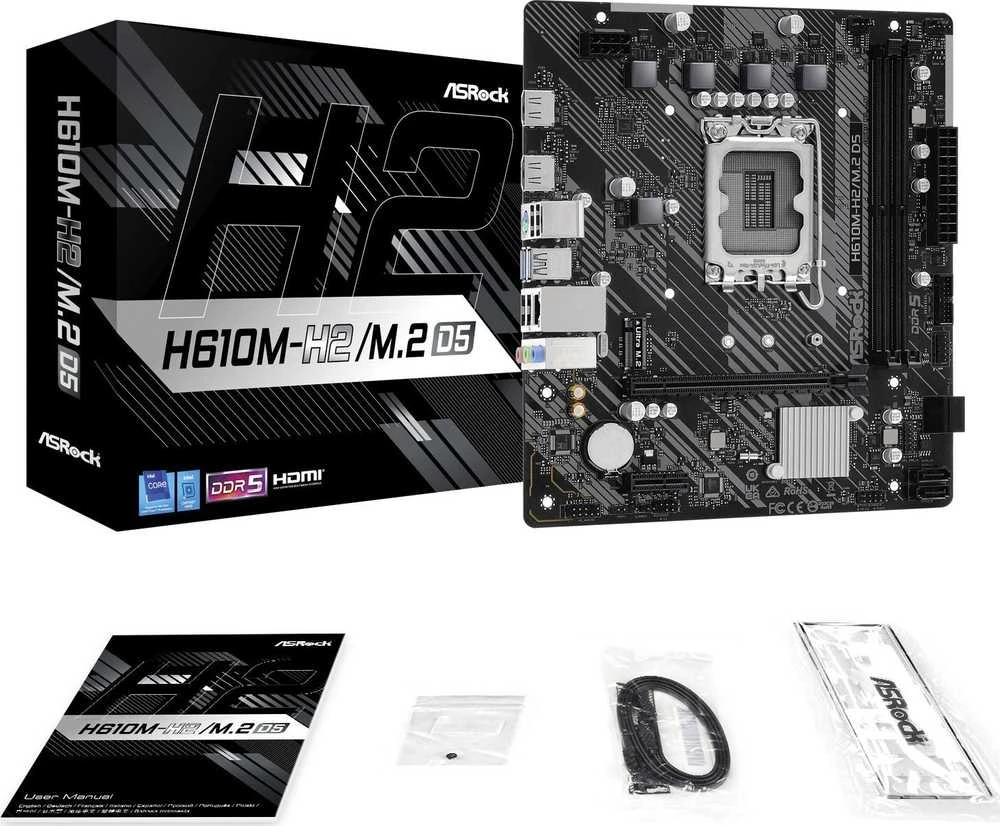 Pagrindinė plokštė ASROCK H610M-H2/M.2 D5 LGA1700 2xHDMI