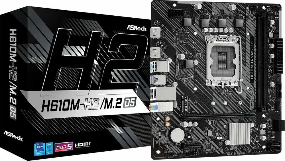 Pagrindinė plokštė ASROCK H610M-H2/M.2 D5 LGA1700 2xHDMI