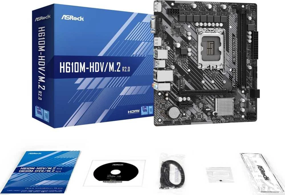 Pagrindinė plokštė ASROCK H610M-HDV/M.2 LGA1700 2x DDR4 DIMM HDMI DP 1xPCIe 4.0 x16 2xPCIe 3.0 x1