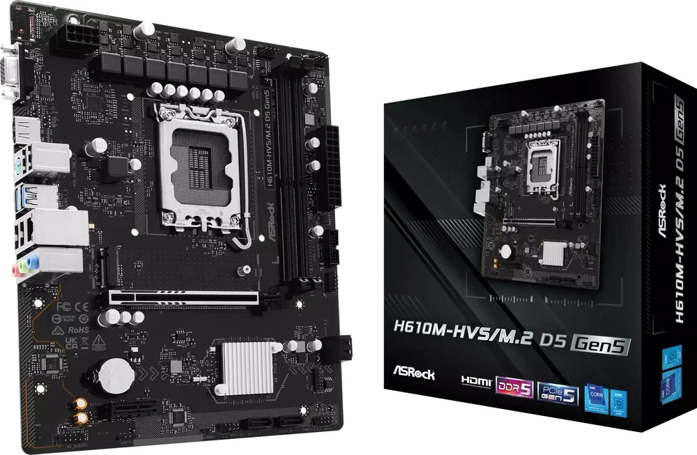Asrock H610M-HVS/M.2 D5 GEN5 pagrindinė plokštė