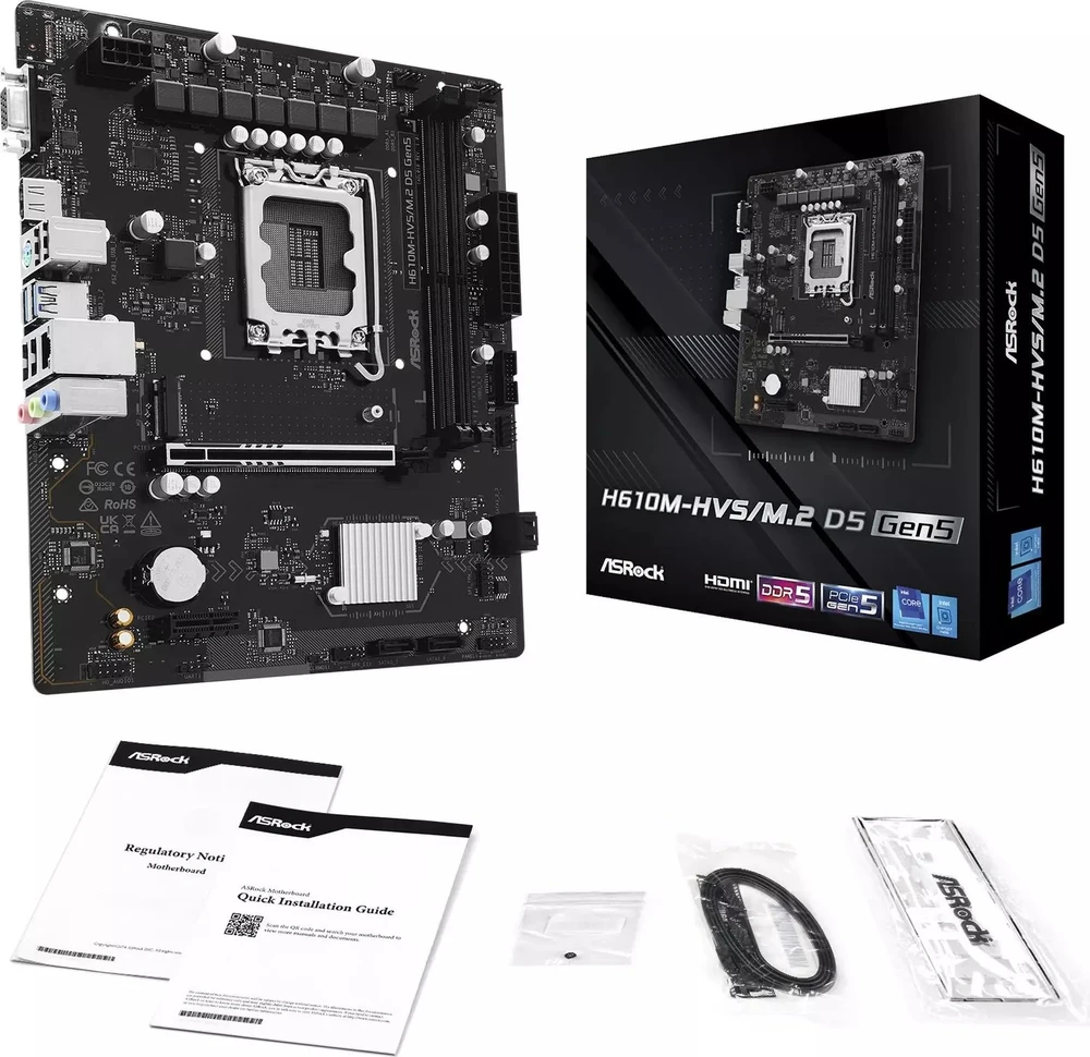 Asrock H610M-HVS/M.2 D5 GEN5 pagrindinė plokštė