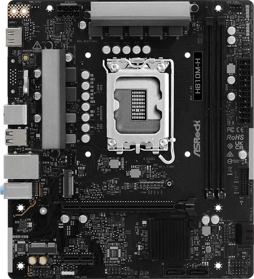 Asrock H810M-H Intel H810 LGA 1851 (Socket V1) micro ATX pagrindinė plokštė