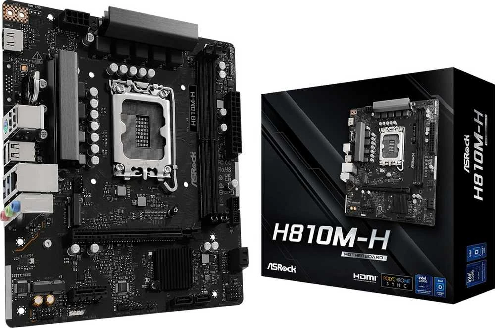 Asrock H810M-H Intel H810 LGA 1851 (Socket V1) micro ATX pagrindinė plokštė
