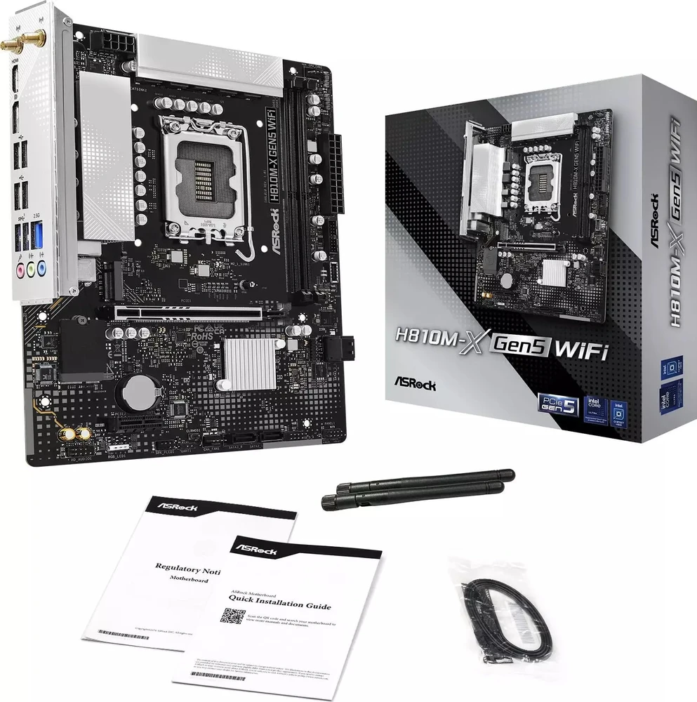 Asrock H810M-X Gen5 WiFi Intel H810 LGA 1851 (Socket V1) micro ATX pagrindinė plokštė