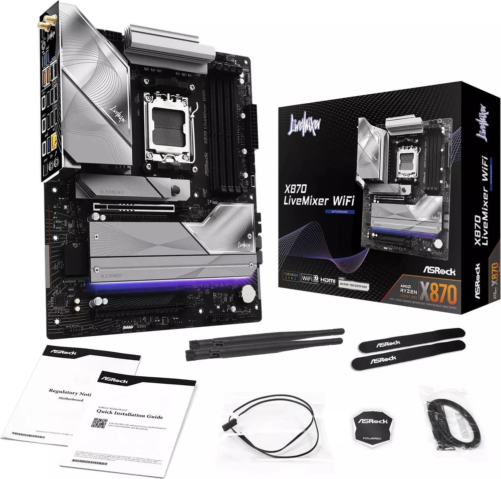 Pagrindinė plokštė Asrock X870 LiveMixer WiFi AMD X870 Socket AM5 ATX