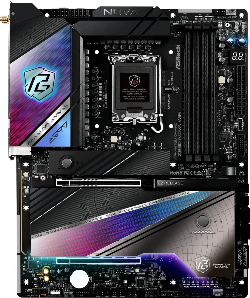 ASRock Phantom Gaming Z890 Nova WiFi Intel Z890 LGA 1851 (Socket V1) ATX pagrindinė plokštė