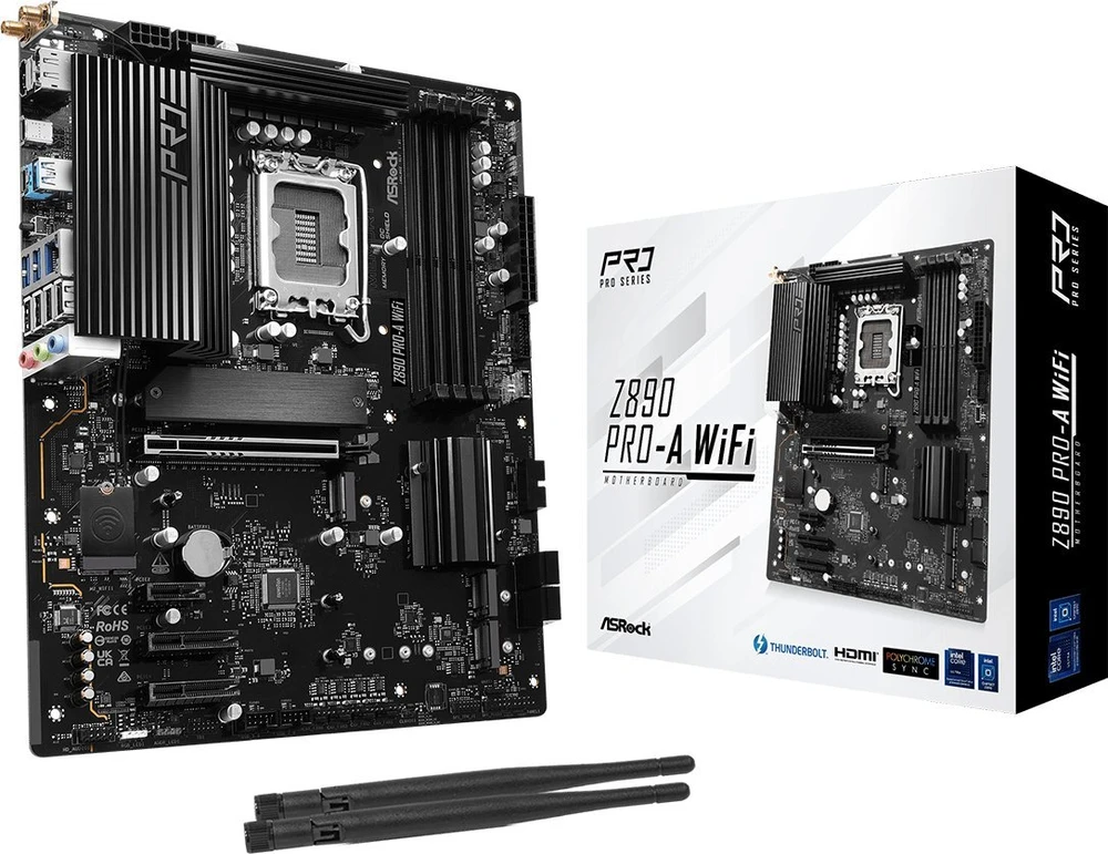 ASRock Z890 Pro-A WiFi Intel Z890 LGA 1851 (Socket V1) ATX pagrindinė plokštė